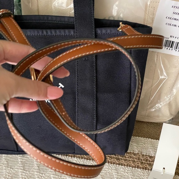Tory Burch Canvas Small Tote Navy - Picture 3 of 12